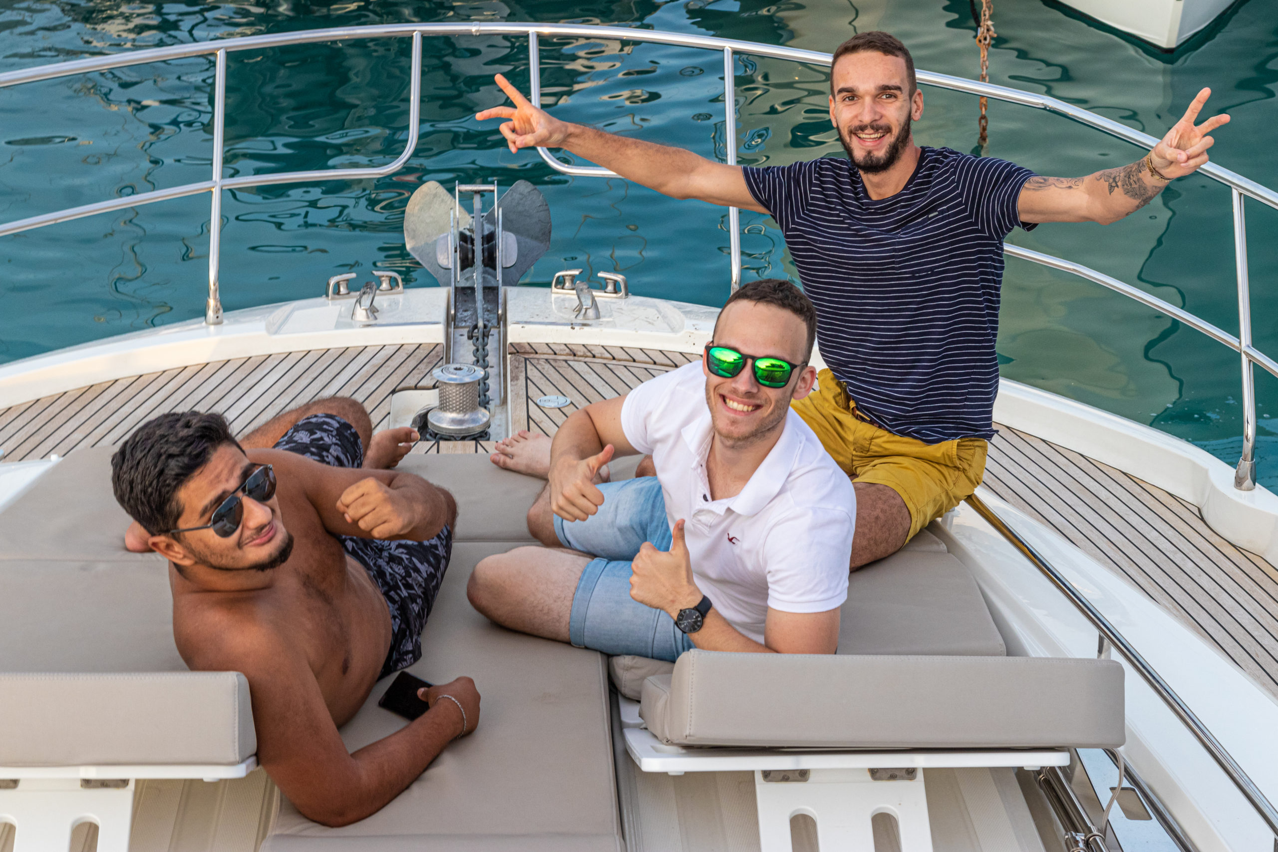 Vincent, Arnaud et Baptiste lors du séminaire sur le yacht. Comment vivre du coaching ?